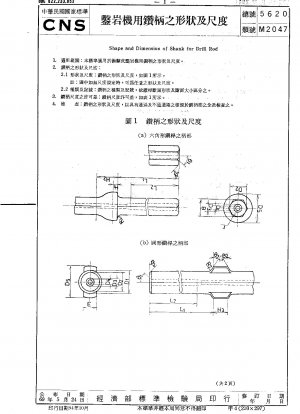 Shape and Dimension of Shank for Drill Rod