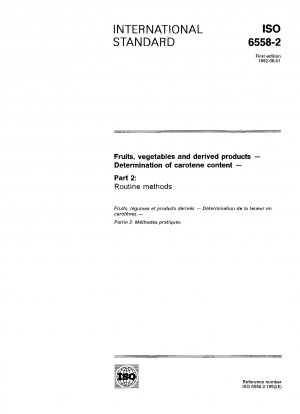 Fruits, vegetables and derived products; determination of carotene content; part 2: routine methods