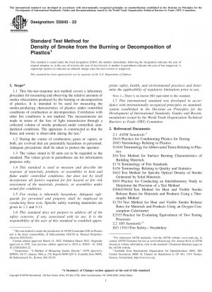 Standard Test Method for Density of Smoke from the Burning or Decomposition of Plastics