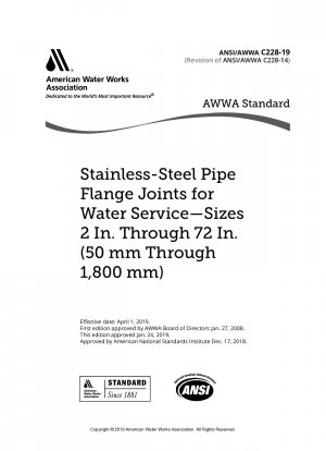 Stainless-Steel Pipe Flange Joints for Water Service—Sizes 2 In. Through 72 In. (50 mm Through 1,800 mm)