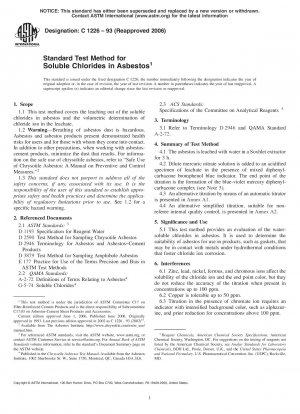 Standard Test Method for Soluble Chlorides in Asbestos (Withdrawn 2007)