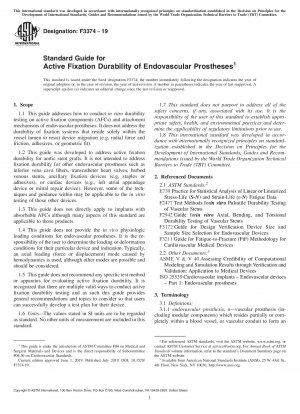 Standard Guide for Active Fixation Durability of Endovascular Prostheses