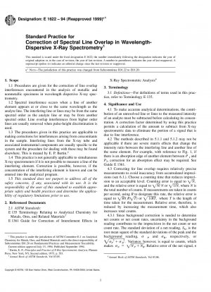 Standard Practice for Correction of Spectral Line Overlap in Wavelength-Dispersive X-Ray Spectrometry (Withdrawn 2006)