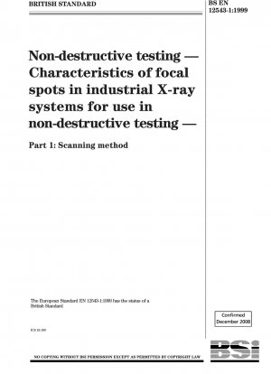 Non-destructive testing - Characteristics of focal spots in industrial X-ray systems for use in non-destructive testing - Scanning method