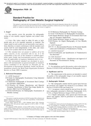 Standard Practice for Radiography of Cast Metallic Surgical Implants