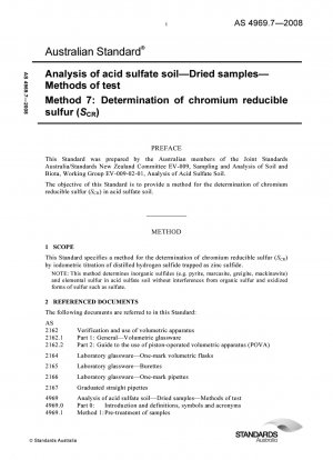Analysis of acid sulfate soil - Dried samples - Methods of test - Determination of chromium reducible sulfur (SCR)