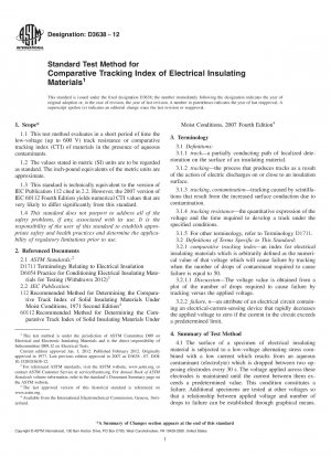 Standard Test Method for  Comparative Tracking Index of Electrical Insulating Materials
