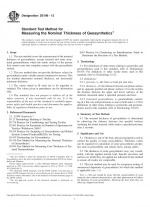 Standard Test Method for  Measuring the Nominal Thickness of Geosynthetics