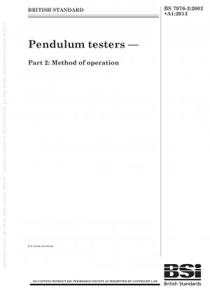 Pendulum testers. Method of operation