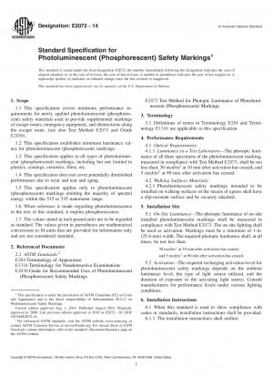 Standard Specification for Photoluminescent 40;Phosphorescent41; Safety Markings