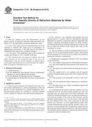 Standard Test Method for  True Specific Gravity of Refractory Materials by Water Immersion