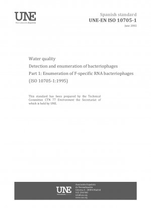 Water quality. Detection and enumeration of bacteriophages. Part 1: Enumeration of F-specific RNA bacteriophages. (ISO 10705-1:1995)