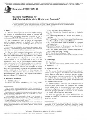 Standard Test Method for Acid-Soluble Chloride in Mortar and Concrete