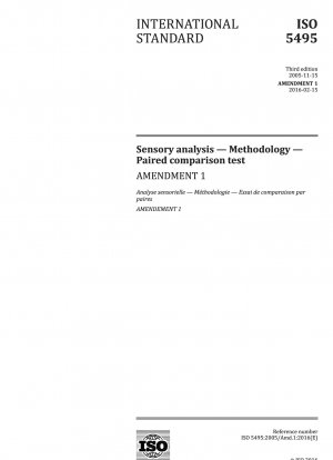 Sensory analysis — Methodology — Paired comparison test — Amendment 1