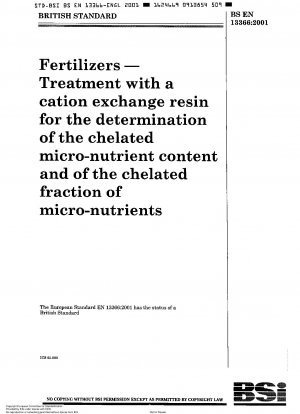 Fertilizers - Treatment with a cation exchange resin for the determination of the chelated micro-nutrient content and of the chelated fraction of micro-nutrients