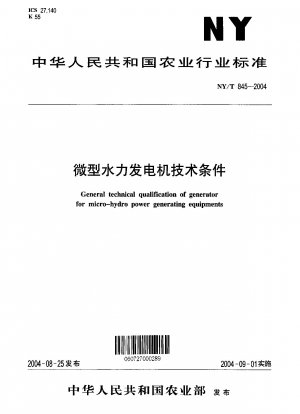 General technical qualification of generator for micro-hydro power generating equipments