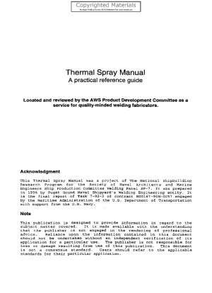 Thermal Spray Manual - A Practicle Reference Guide