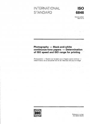 Photography; black-and-white continuous-tone papers; determination of ISO speed and ISO range for printing