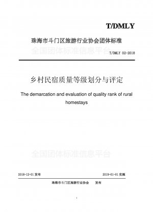 Classification and Evaluation Standards of Rural Homestay Quality