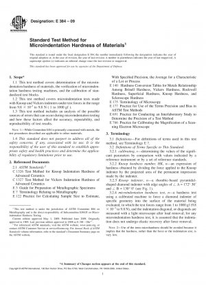 Standard Test Method for Microindentation Hardness of Materials