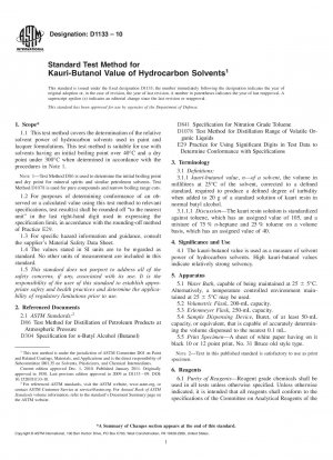 Standard Test Method for Kauri-Butanol Value of Hydrocarbon Solvents