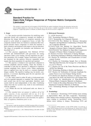 Standard Practice for Open-Hole Fatigue Response of Polymer Matrix Composite Laminates