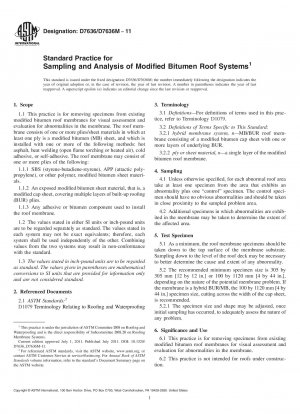 Standard Practice for Sampling and Analysis of Modified Bitumen Roof Systems