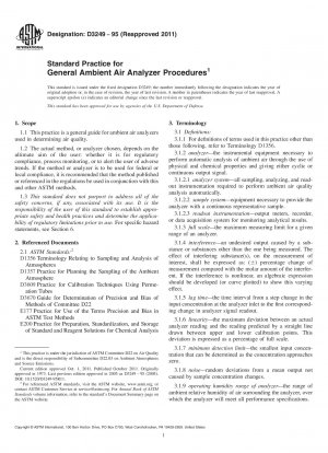 Standard Practice for  General Ambient Air Analyzer Procedures