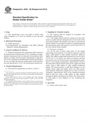 Standard Specification for  Nickel Oxide Sinter