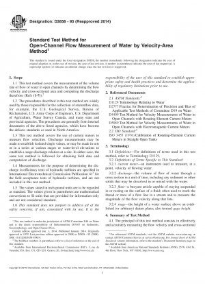 Standard Test Method for  Open-Channel Flow Measurement of Water by Velocity-Area Method