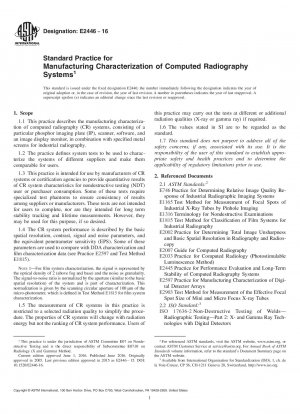 Standard Practice for  Manufacturing Characterization of Computed Radiography Systems