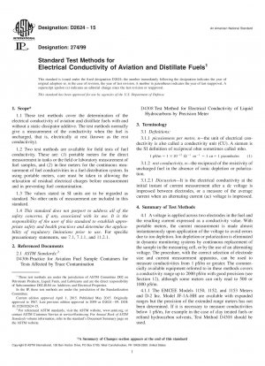 Standard Test Methods for  Electrical Conductivity of Aviation and Distillate Fuels