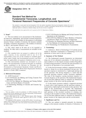 Standard Test Method for Fundamental Transverse, Longitudinal, and Torsional Frequencies of Concrete Specimens