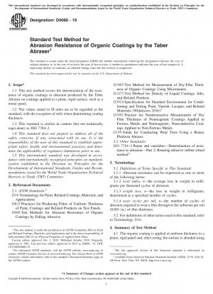 Standard Test Method for Abrasion Resistance of Organic Coatings by the Taber Abraser