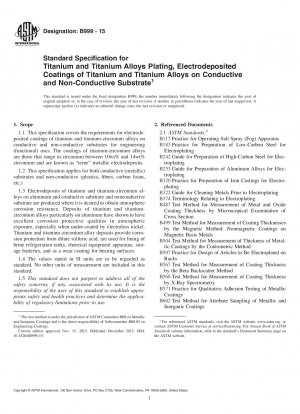 Standard Specification for Titanium and Titanium Alloys Plating, Electrodeposited Coatings of Titanium and Titanium Alloys on Conductive and Non-Conductive Substrate