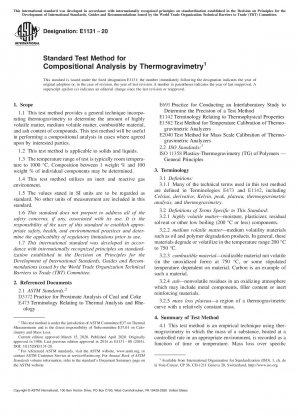 Standard Test Method for Compositional Analysis by Thermogravimetry