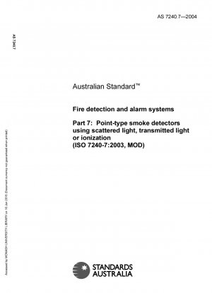Fire detection and alarm systems - Point-type smoke detectors using scattered light, transmitted light or ionization (ISO 7240-7:2003, MOD)