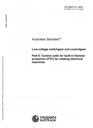 Low-voltage switchgear and controlgear - Control units for built-in thermal protection (PTC) for rotating electrical machines