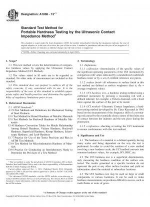 Standard Test Method for Portable Hardness Testing by the Ultrasonic Contact Impedance   Method