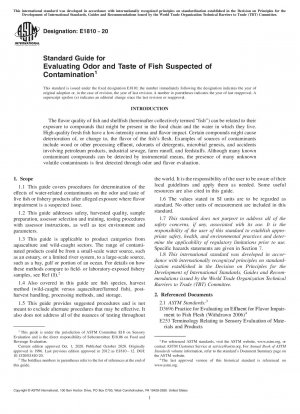 Standard Guide for Evaluating Odor and Taste of Fish Suspected of Contamination