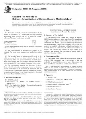 Standard Test Methods for Rubber—Determination of Carbon Black in Masterbatches