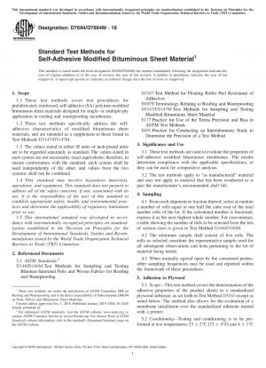 Standard Test Methods for Self-Adhesive Modified Bituminous Sheet Material