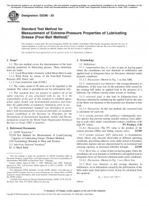 Standard Test Method for Measurement of Extreme-Pressure Properties of Lubricating Grease (Four-Ball Method)