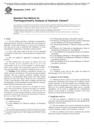 Standard Test Method for Thermogravimetric Analysis of Hydraulic Cement