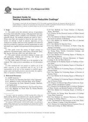 Standard Guide for Testing Industrial Water-Reducible Coatings 