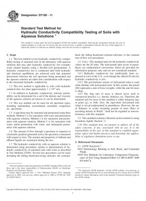 Standard Test Method for Hydraulic Conductivity Compatibility Testing of Soils with Aqueous Solutions