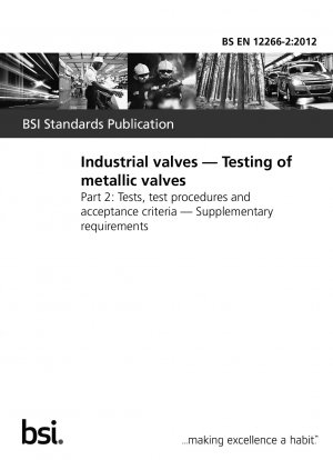 Industrial valves. Testing of metallic valves. Tests, test procedures and acceptance criteria. Supplementary requirements
