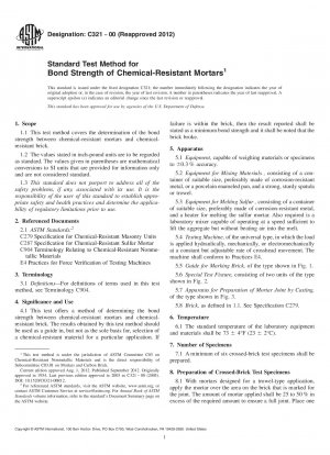 Standard Test Method for  Bond Strength of Chemical-Resistant Mortars