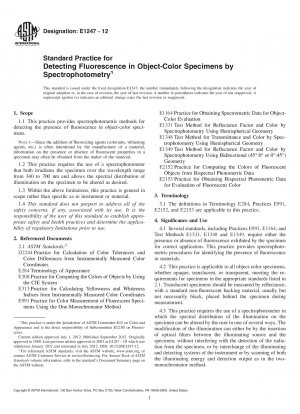 Standard Practice for Detecting Fluorescence in Object-Color Specimens by Spectrophotometry