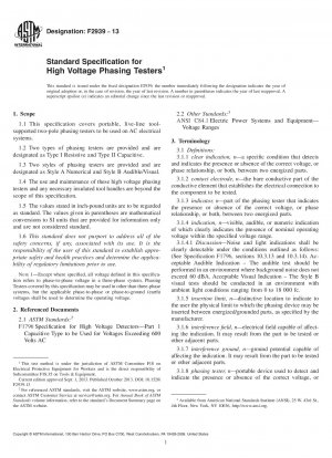 Standard Specification for High Voltage Phasing Testers